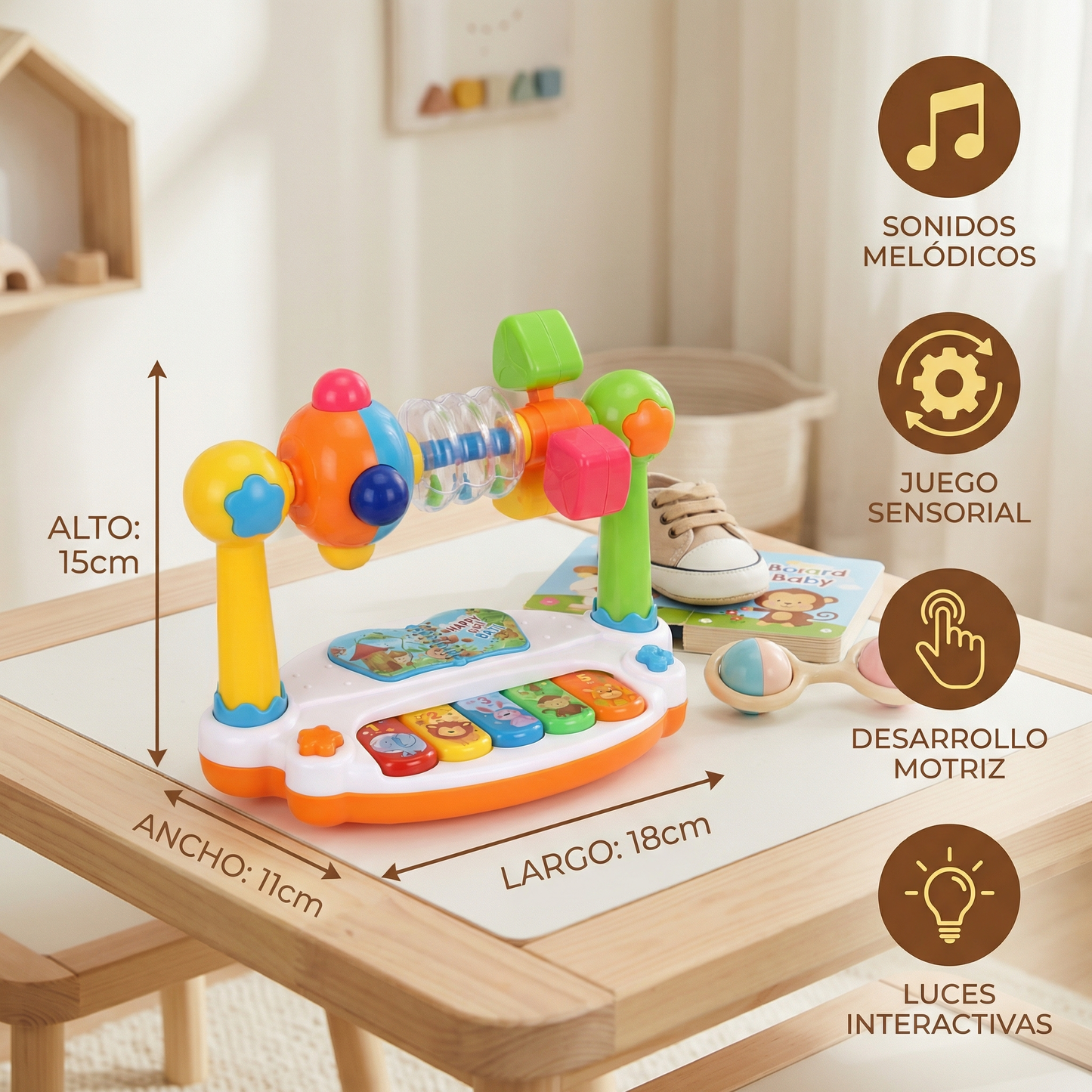 Juguete musical 5 en 1 de aprendizaje para bebés