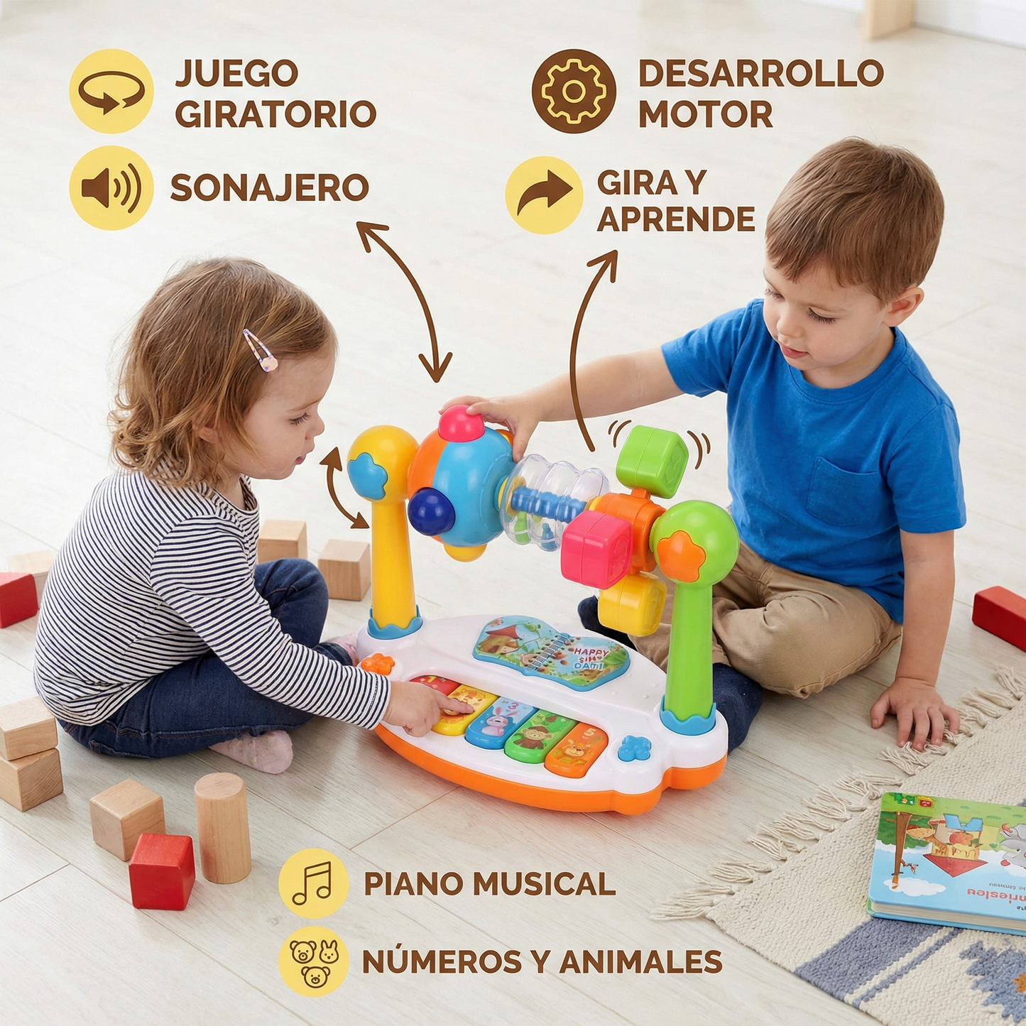Juguete musical 5 en 1 de aprendizaje para bebés