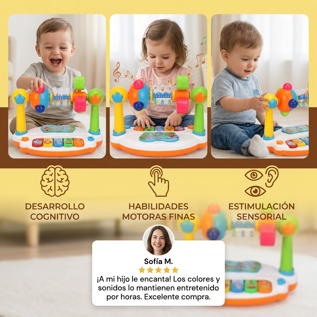 Juguete musical 5 en 1 de aprendizaje para bebés