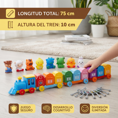 Tren de aprendizaje Montessori granja para niños