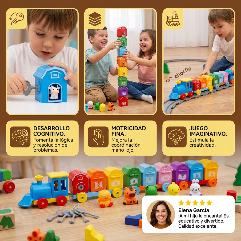 Tren de aprendizaje Montessori granja para niños