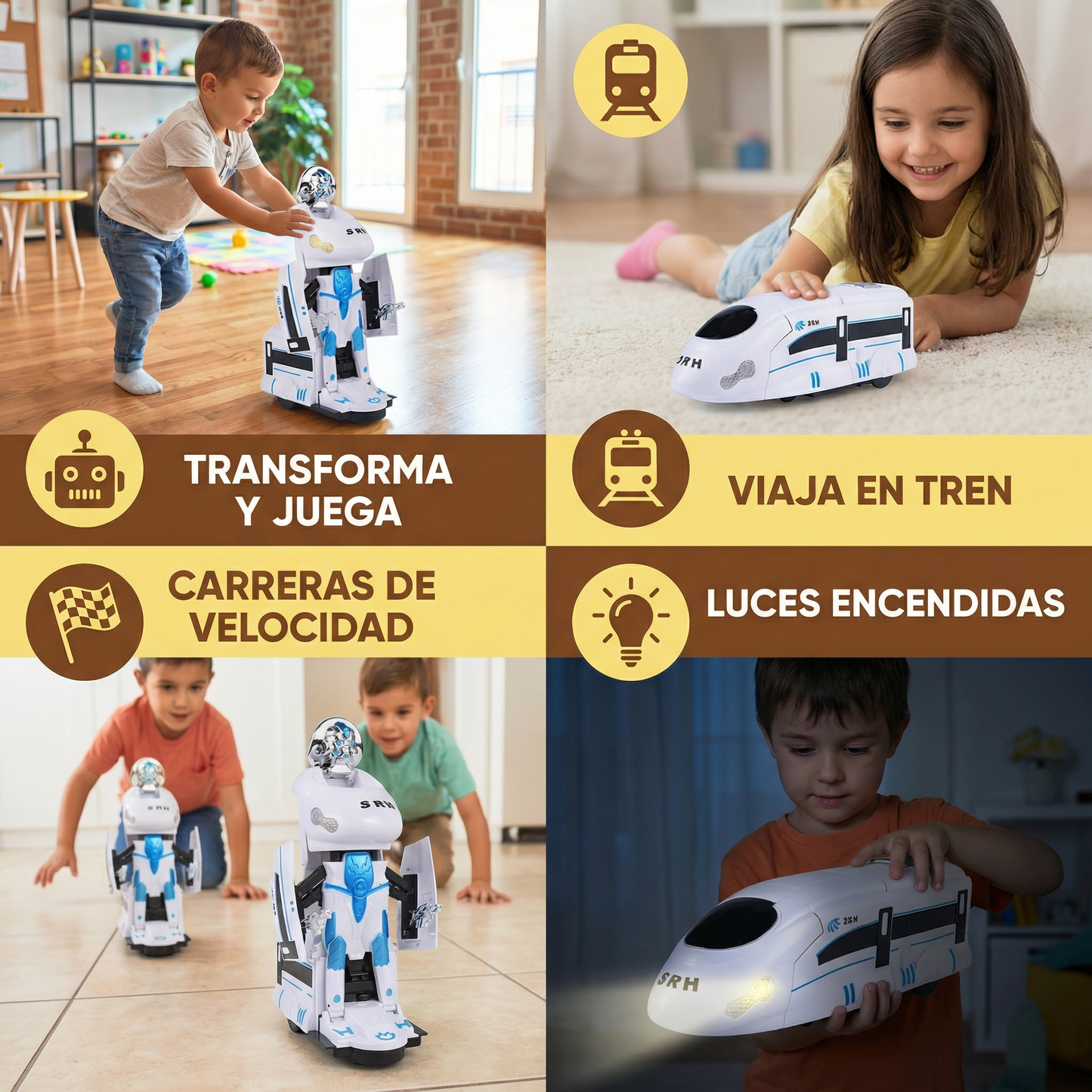 Juguete tren robot transformable