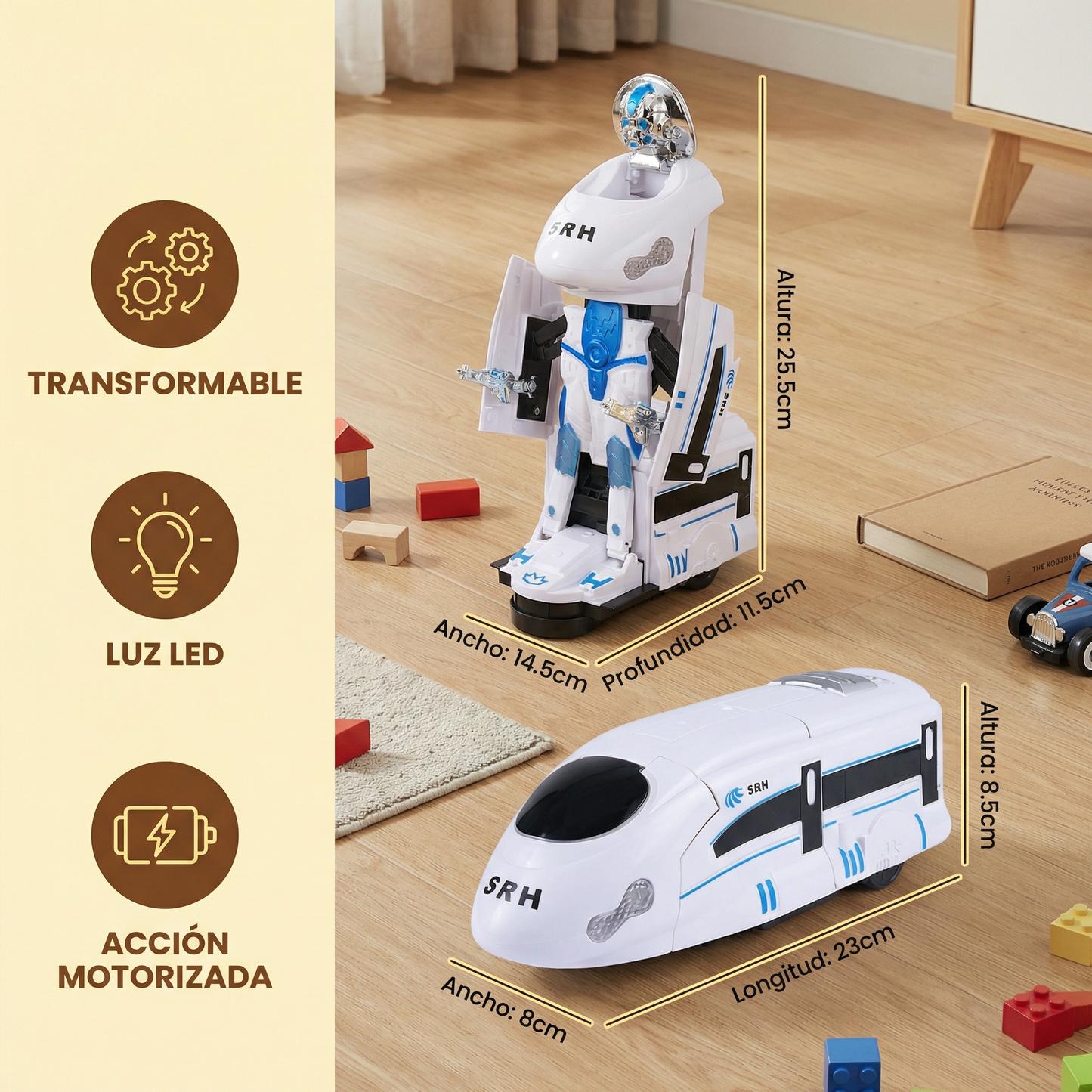 Juguete tren robot transformable
