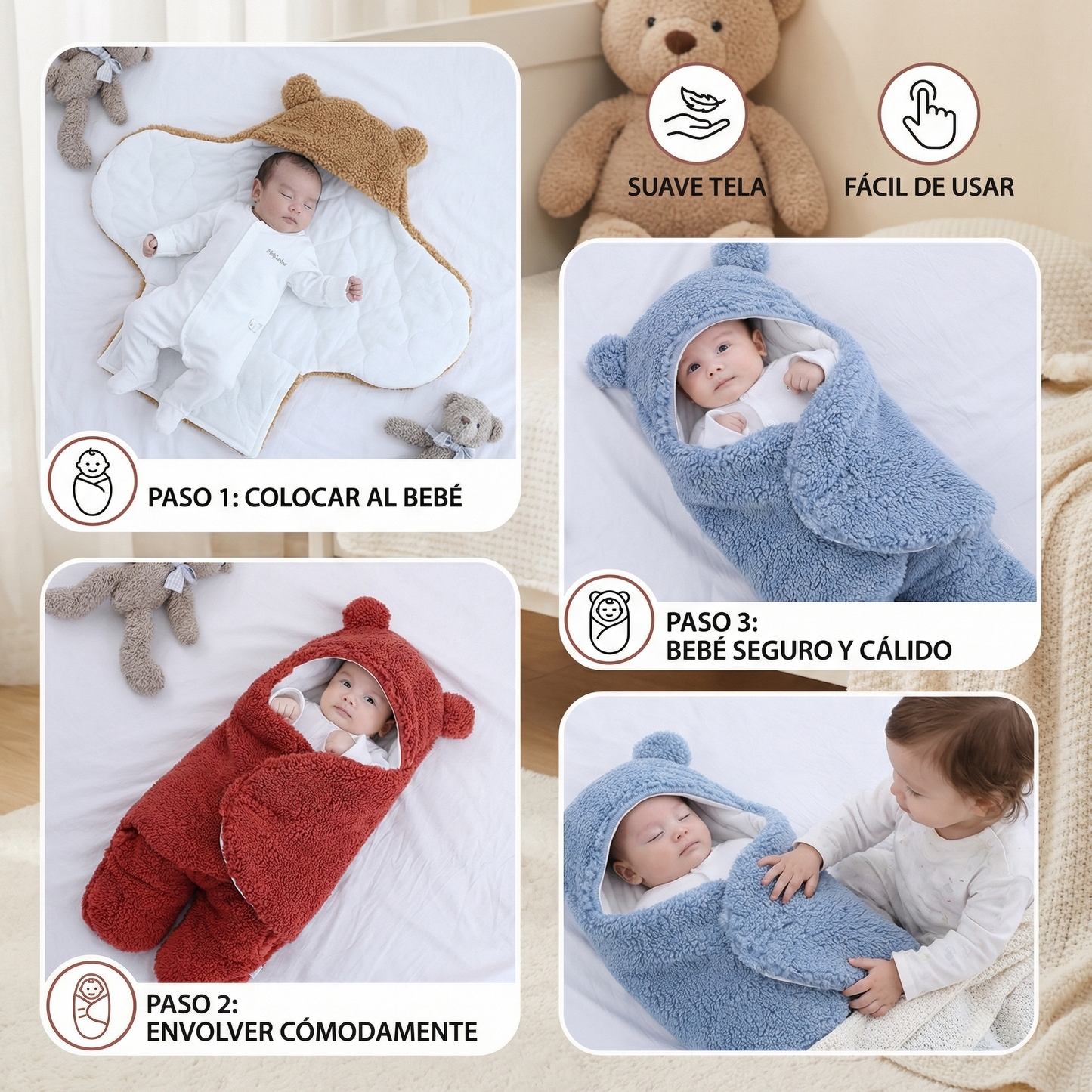 Manta y pijama para bebé con diseño de oso