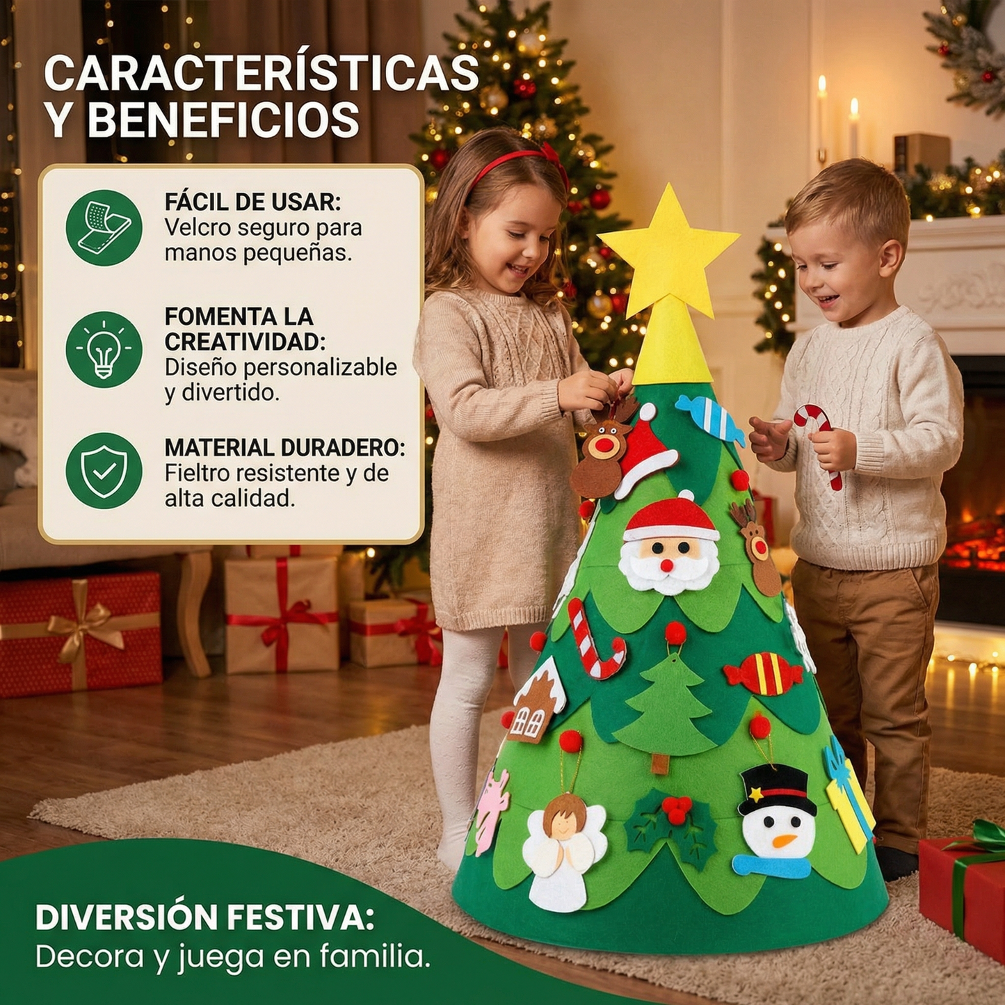 Montessori 3D árbol de Navidad de fieltro