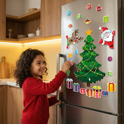 Conjunto navideño Montessori de pegatinas magnéticas para decorar tú mismo