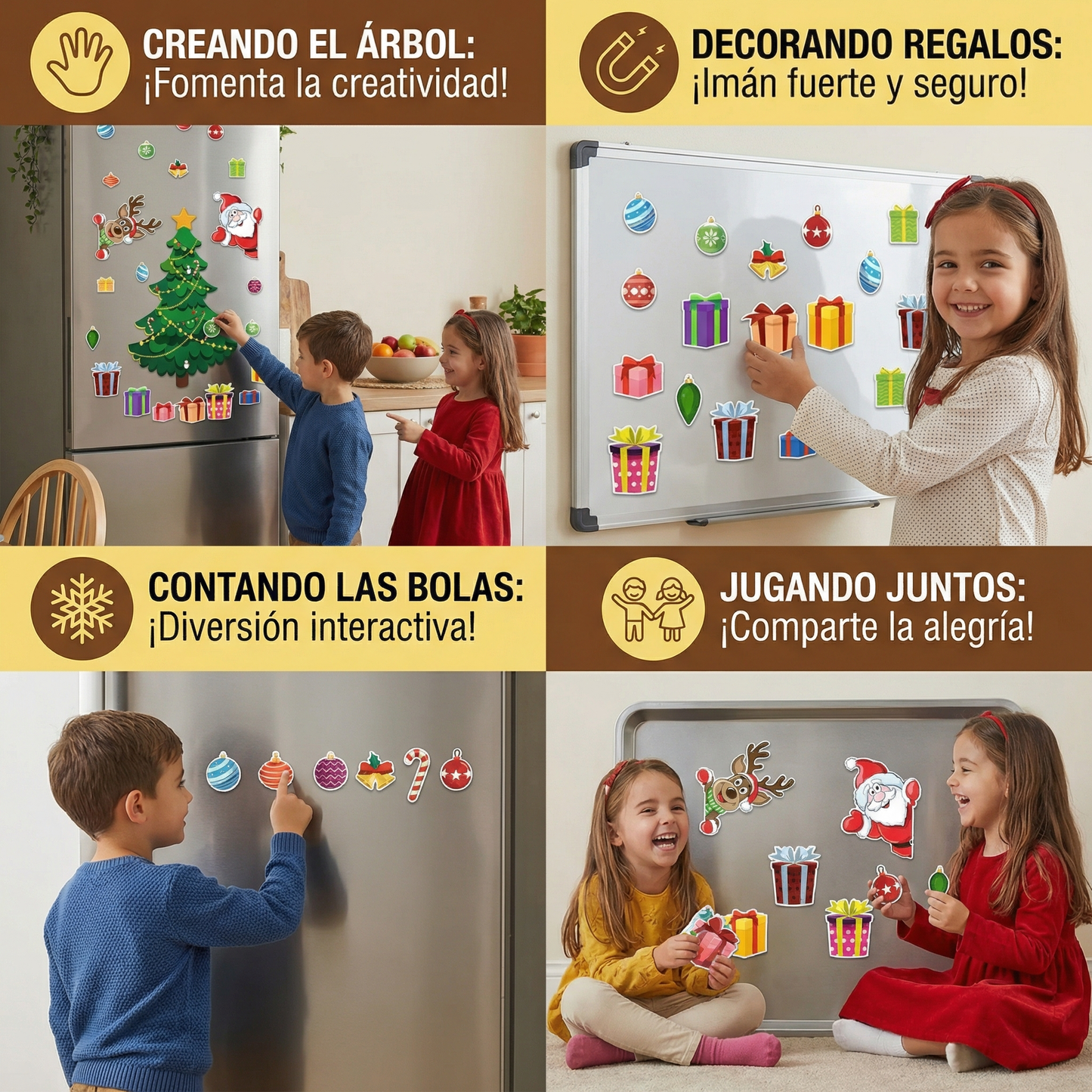 Conjunto navideño Montessori de pegatinas magnéticas para decorar tú mismo