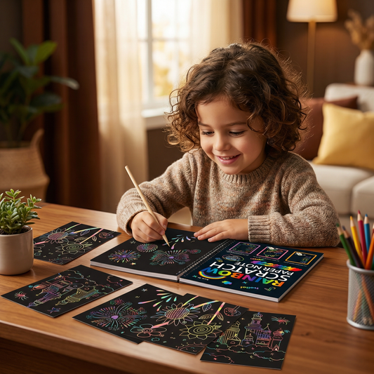 Papel mágico para rascar arcoíris