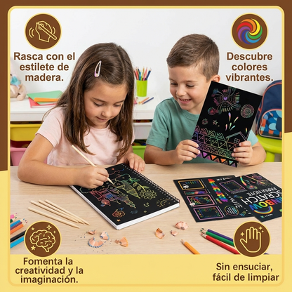 Papel mágico para rascar arcoíris