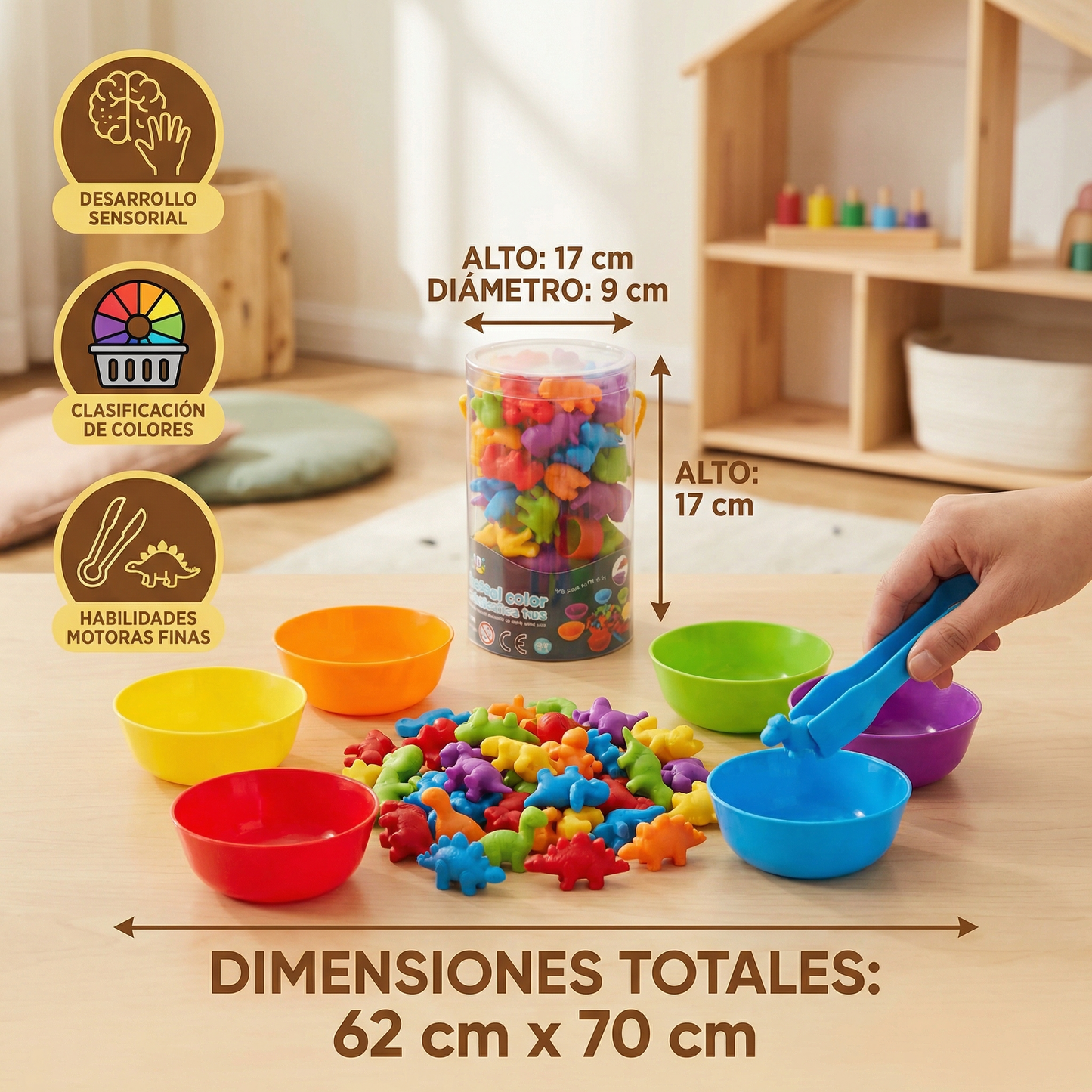 Juego montessori de clasificación de colores