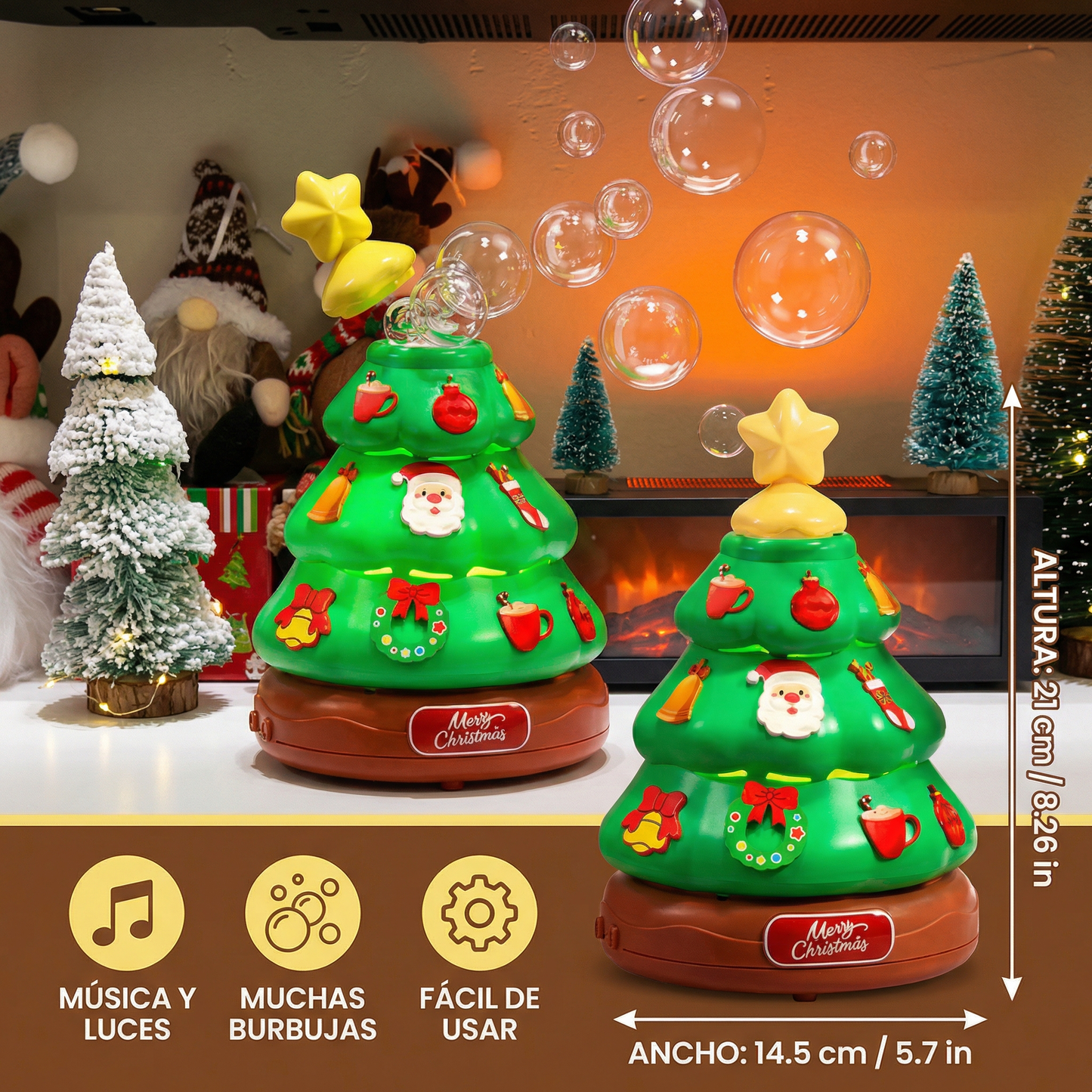 Árbol de navidad musical con burbujas y pegatinas para decorar
