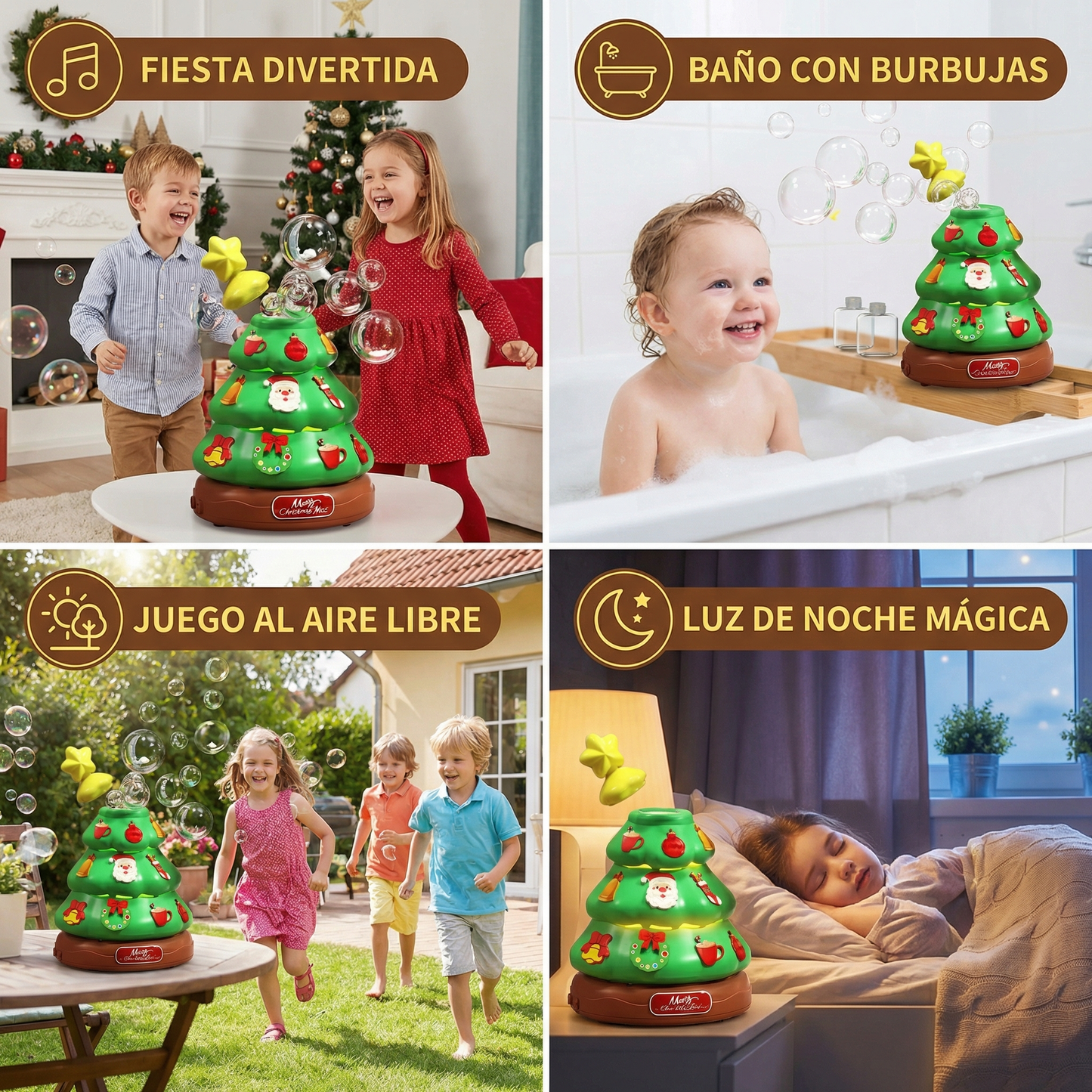 Árbol de navidad musical con burbujas y pegatinas para decorar