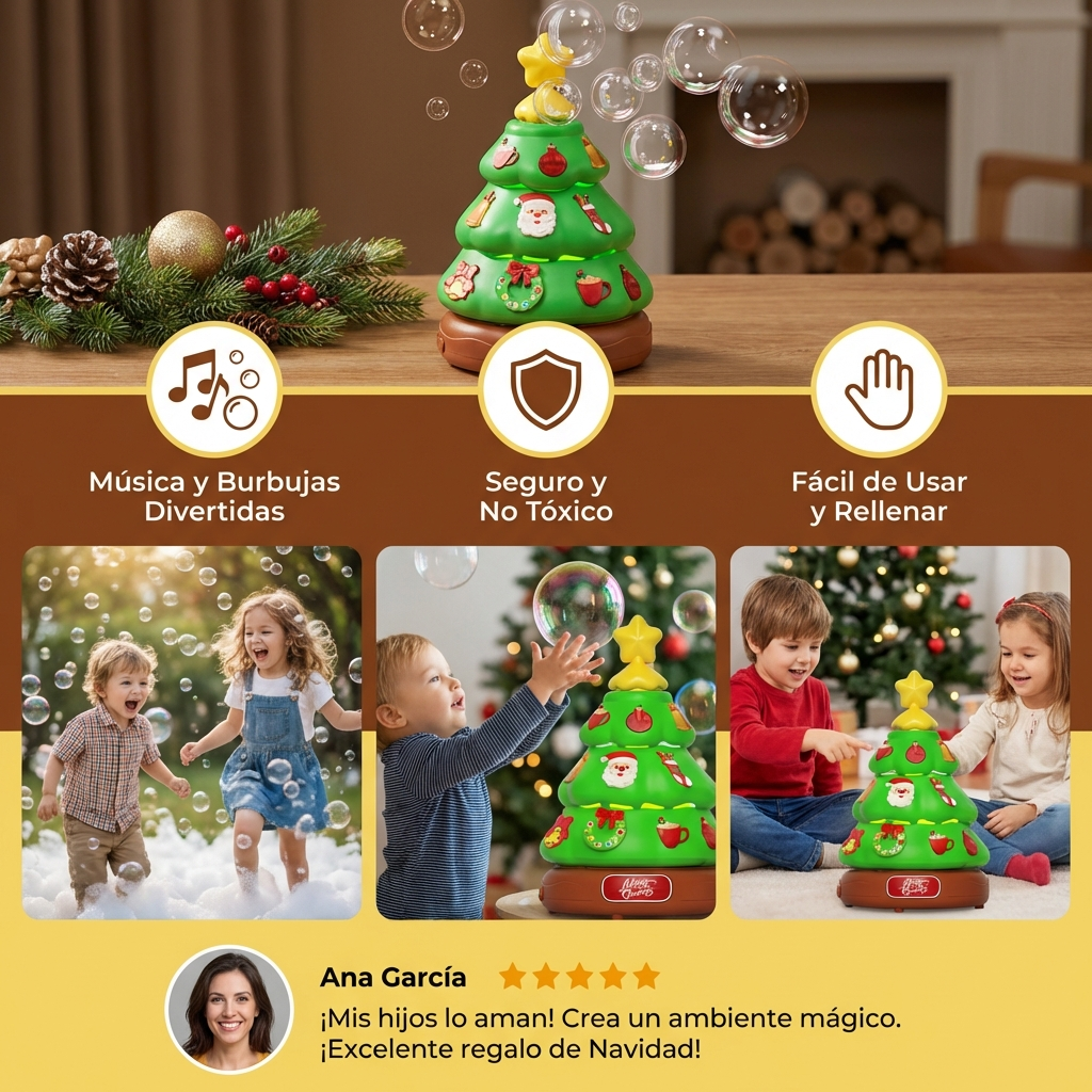 Árbol de navidad musical con burbujas y pegatinas para decorar