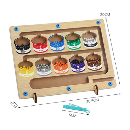 Tablero magnético de madera para contar ⎜ Juego de clasificación de colores con bolígrafo para el aprendizaje temprano y la motricidad fina