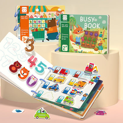 Libro ocupado para niños pequeños | Libro de aprendizaje interactivo con pegatinas reutilizables para la diversión de la educación temprana