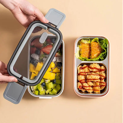 Fiambrera Bento De Acero Inoxidable De 2 Capas Con Tapa