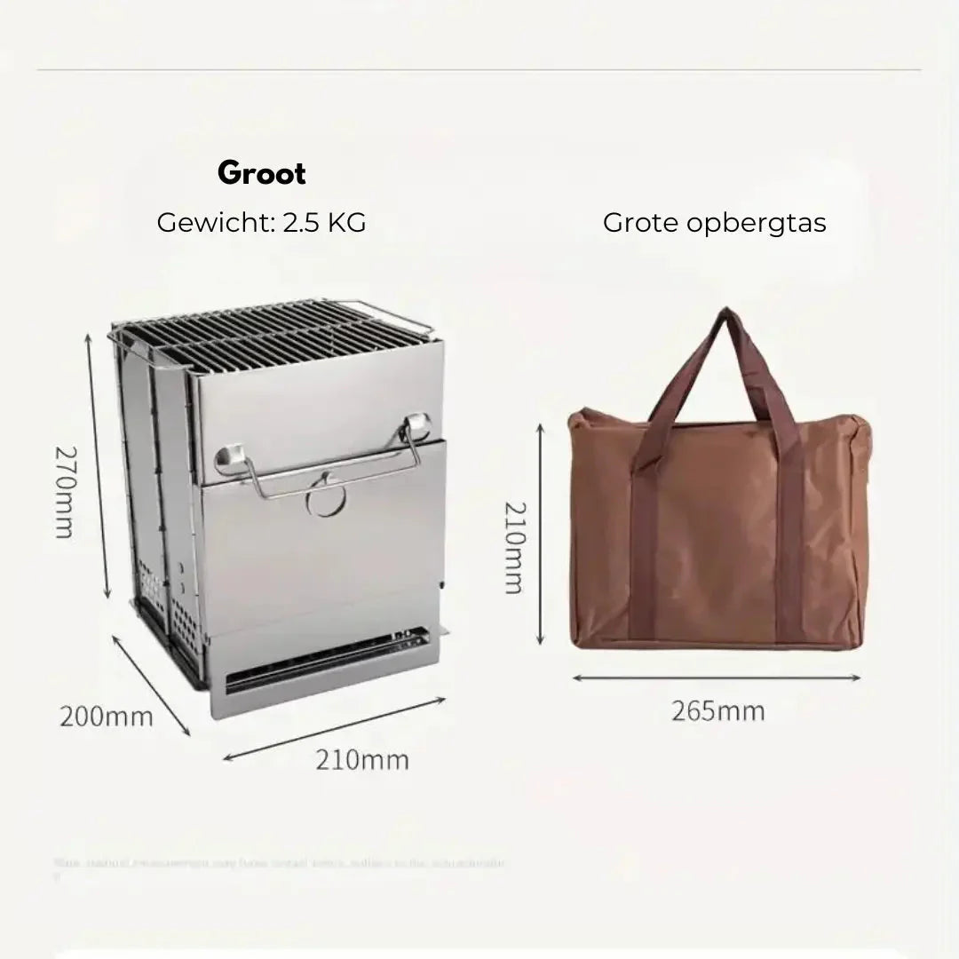 Estufa de Leña Plegable de Acero Inoxidable - Cocina de Camping Portátil para Cocinar Al Aire Libre