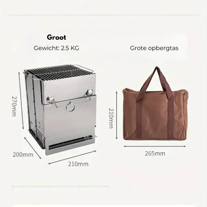 Estufa de Leña Plegable de Acero Inoxidable - Cocina de Camping Portátil para Cocinar Al Aire Libre