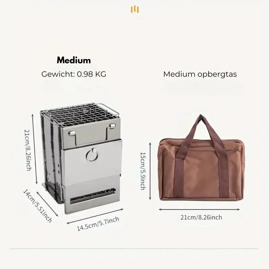Estufa de Leña Plegable de Acero Inoxidable - Cocina de Camping Portátil para Cocinar Al Aire Libre