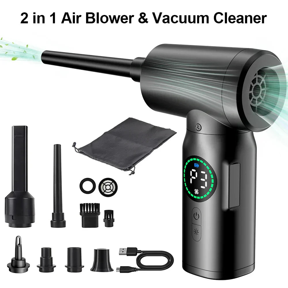 Aspirador y Soplador Portátil 2 en 1 con Aire Comprimido y Luz Led ( 7500mah )
