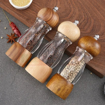 Set De Molinillo De Pimienta Y Molinillo De Sal De Madera Y Cristal - Elegantes Molinillos De Especias Para La Cocina Molinillo De Pimienta Y Molinillo De Sal De Madera Y Cristal