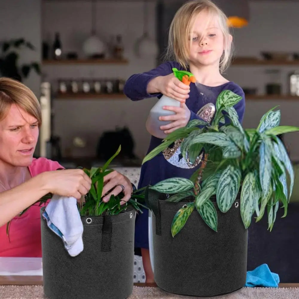 Bolsa de Fieltro para Plantas con Asas de Transporte - Transpirable y Duradera para Plantas y Flores de Jardín