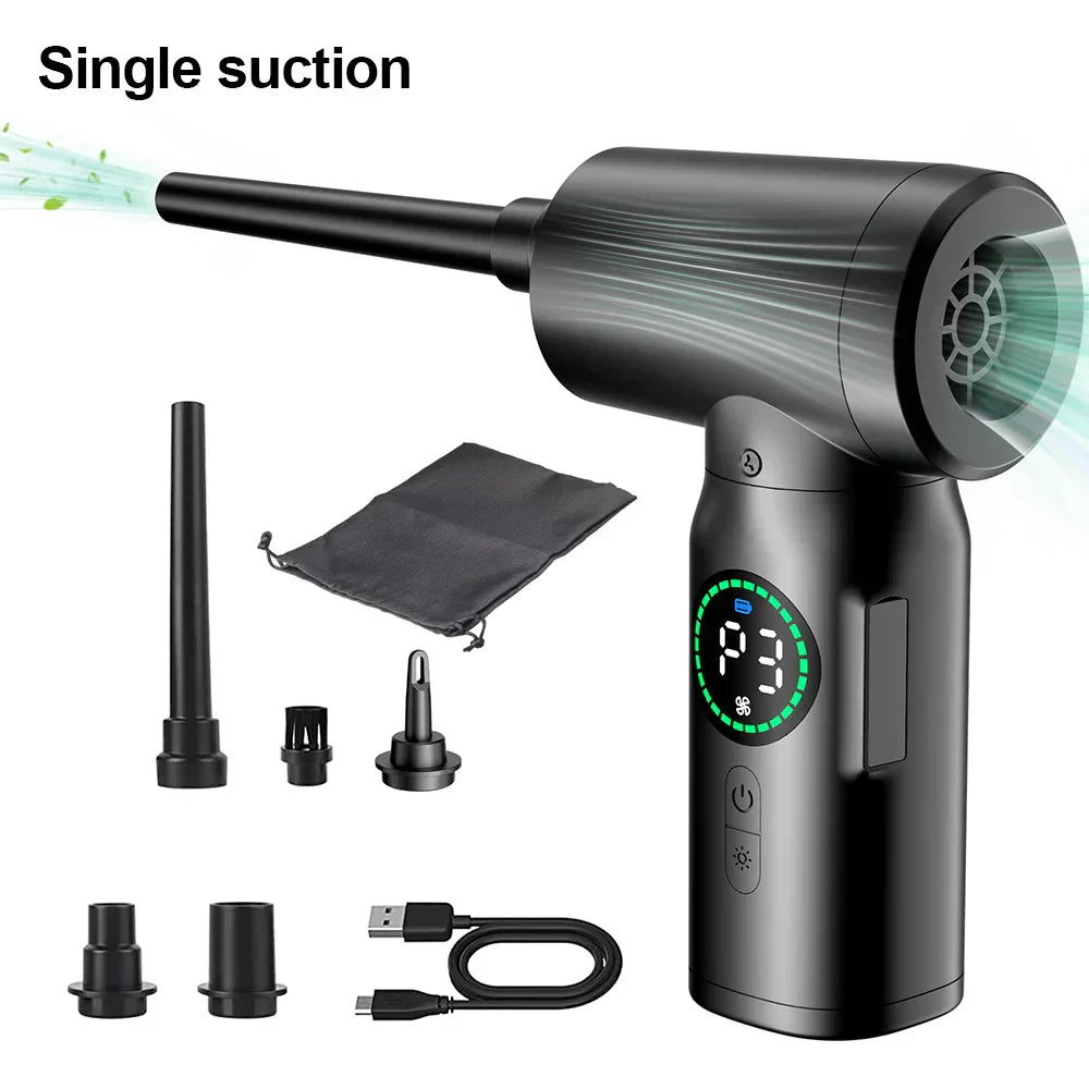 Aspirador y Soplador Portátil 2 en 1 con Aire Comprimido y Luz Led ( 7500mah )