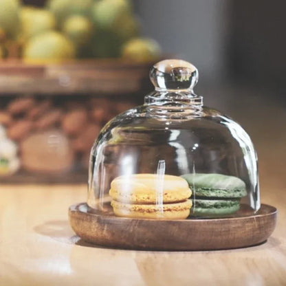 Barreño De Cristal Con Tapa De Madera - Robusto Recipiente Para Guardar Aperitivos Y Dulces Barreño De Cristal Con Tapa De Madera - Robusto Recipiente Para Guardar Aperitivos Y Dulces