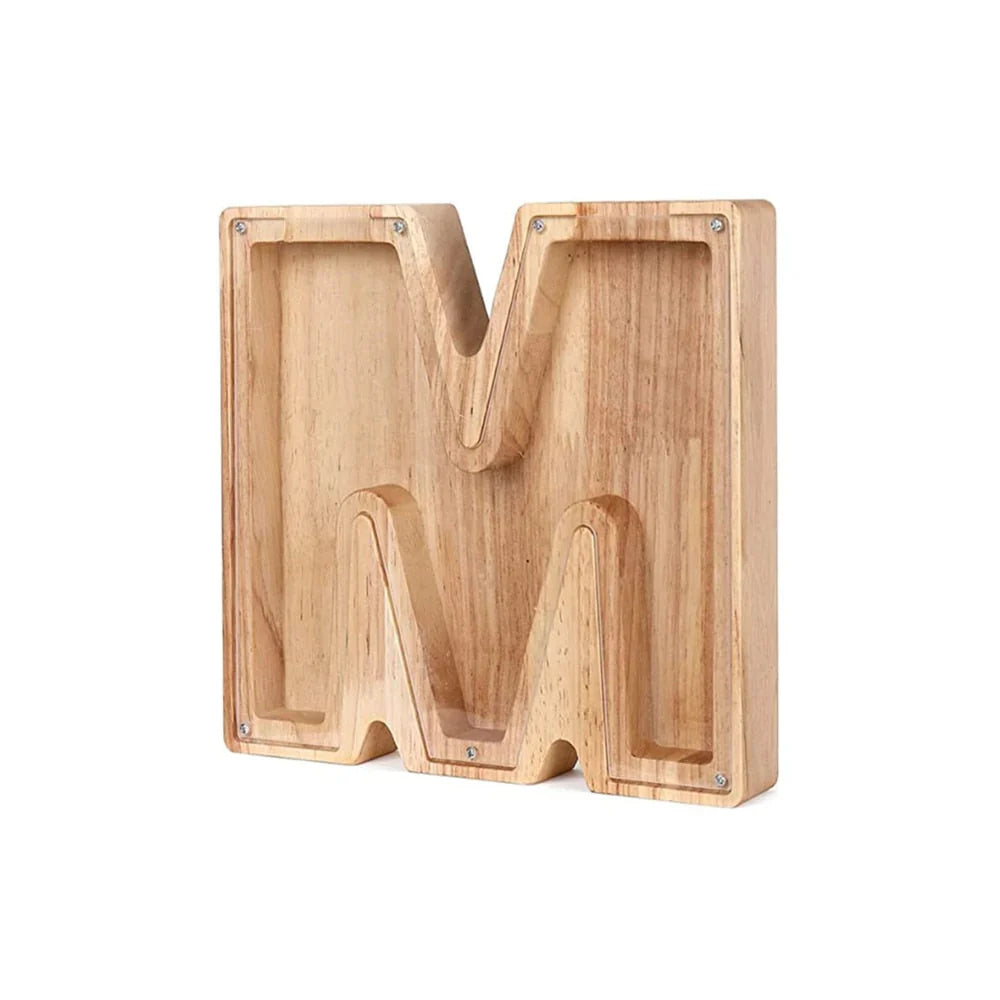 Hucha De Madera Con Forma De Alfabeto Y Ventana Transparente Para Ahorrar Con Estilo