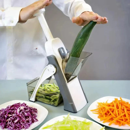 Cortadora De Verduras 5 En 1 Con Bandeja Colectora 1 + 1 Gratis Segura
