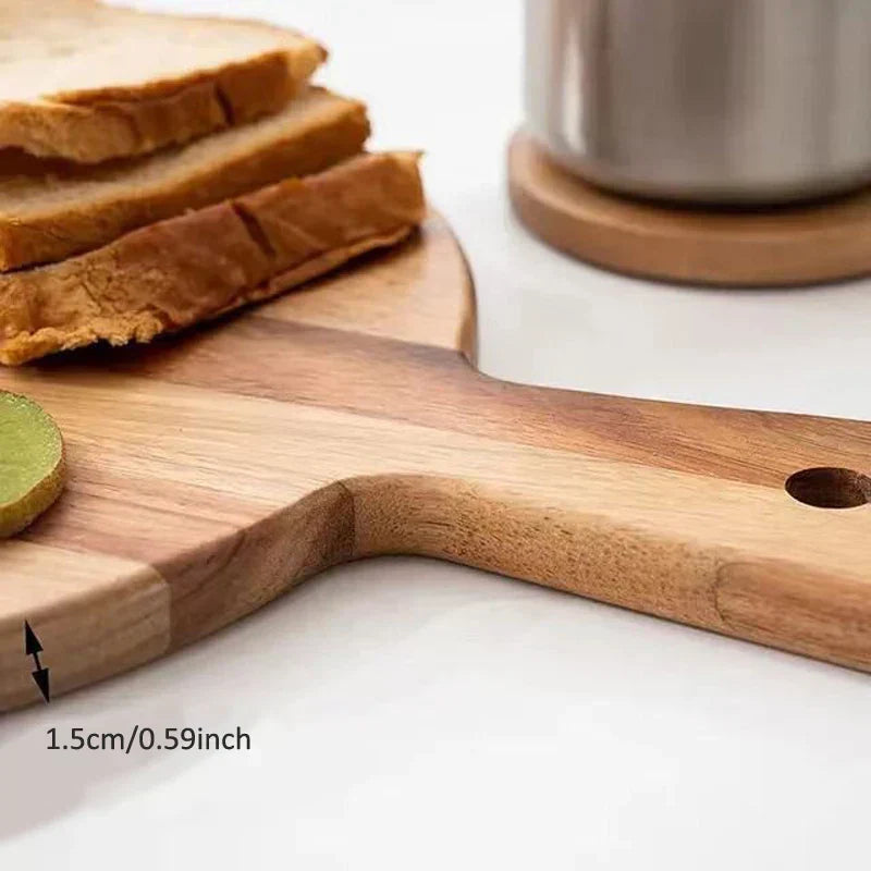 Pelador De Pizza Y Tabla De Servir De Madera De Acacia Con Asa