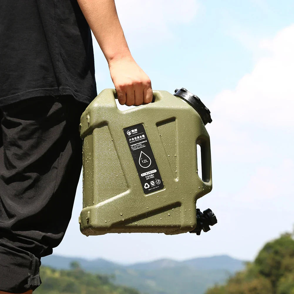 Contenedor De Agua Portátil De 12 Litros Con Grifo De Vaciado - Bidón Robusto Para Exteriores Y Camping