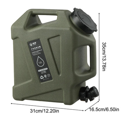 Contenedor De Agua Portátil De 12 Litros Con Grifo De Vaciado - Bidón Robusto Para Exteriores Y Camping