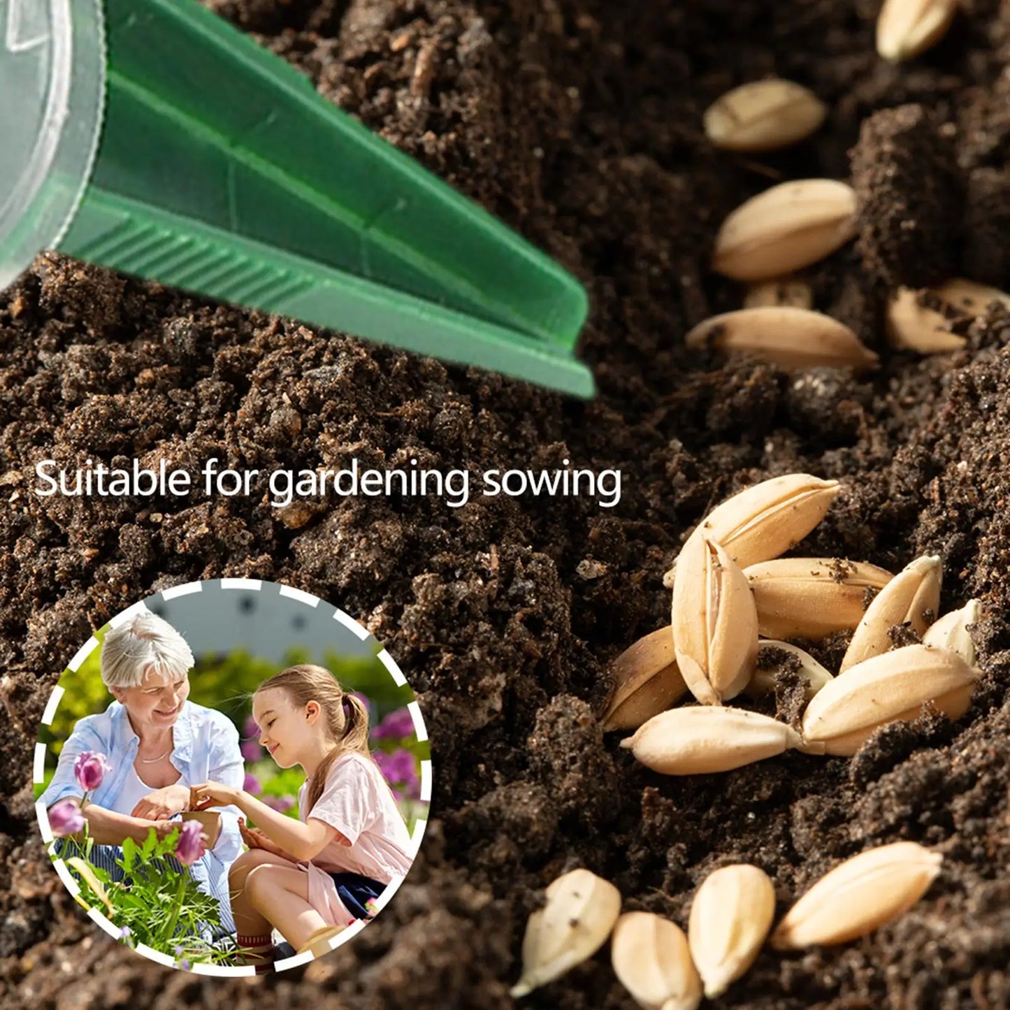 Esparcidor de Semillas Ajustable - Distribuidor Preciso de Semillas de Jardín para una Fácil Aplicación