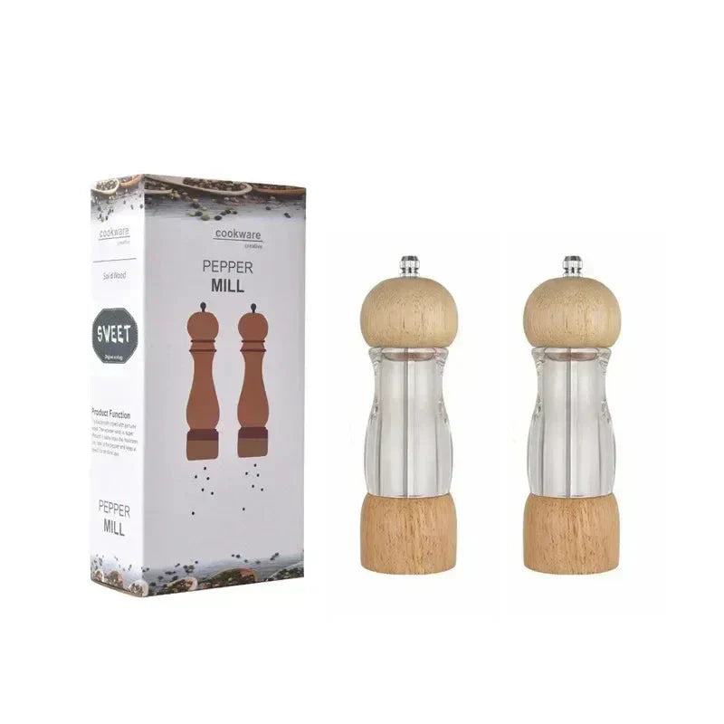 Set De Molinillo De Pimienta Y Molinillo De Sal De Madera Y Cristal - Elegantes Molinillos De Especias Para La Cocina Molinillo De Pimienta Y Molinillo De Sal De Madera Y Cristal
