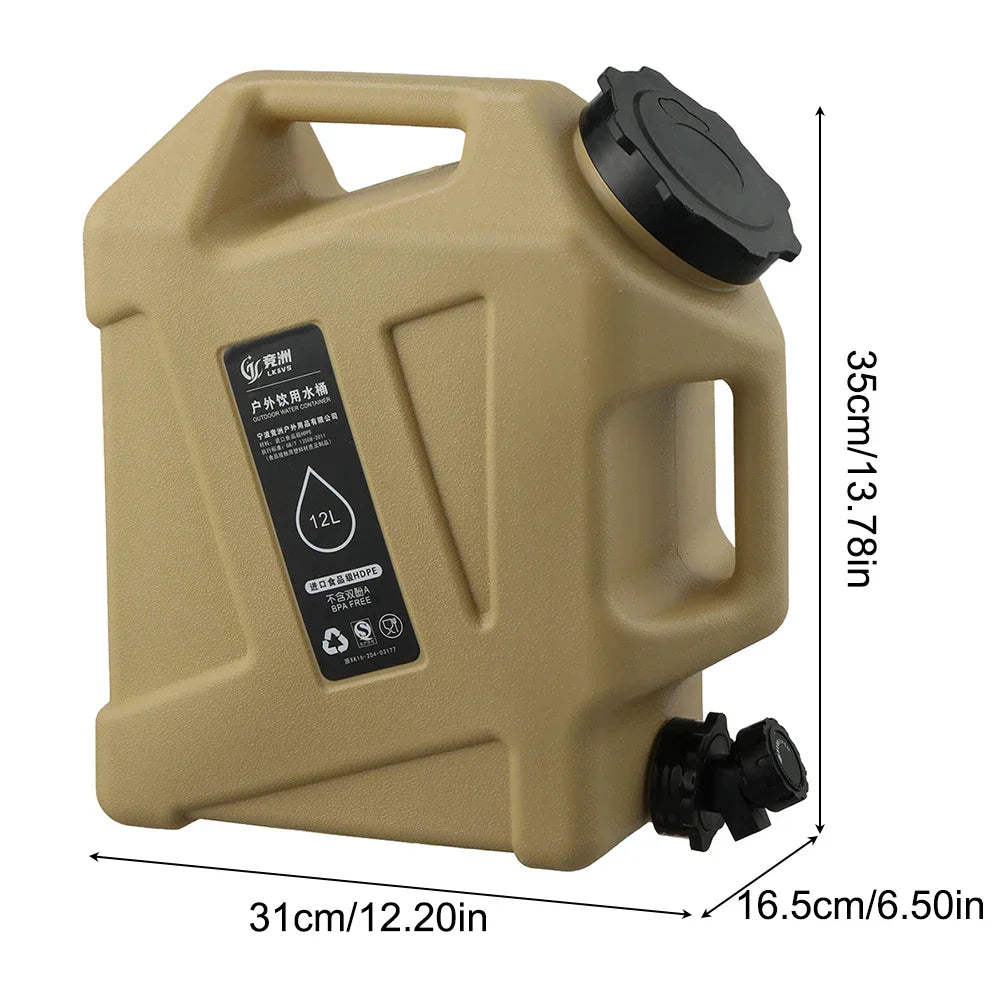Contenedor De Agua Portátil De 12 Litros Con Grifo De Vaciado - Bidón Robusto Para Exteriores Y Camping