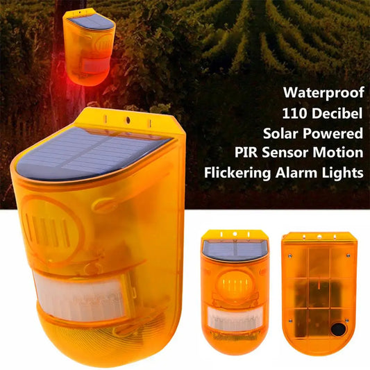 Ahuyentador de Animales Alimentado por Energía Solar con Alarma - Protección Eficaz Contra los Animales