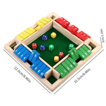 Juego familiar Shut The Box – Set para 4 Jugadores