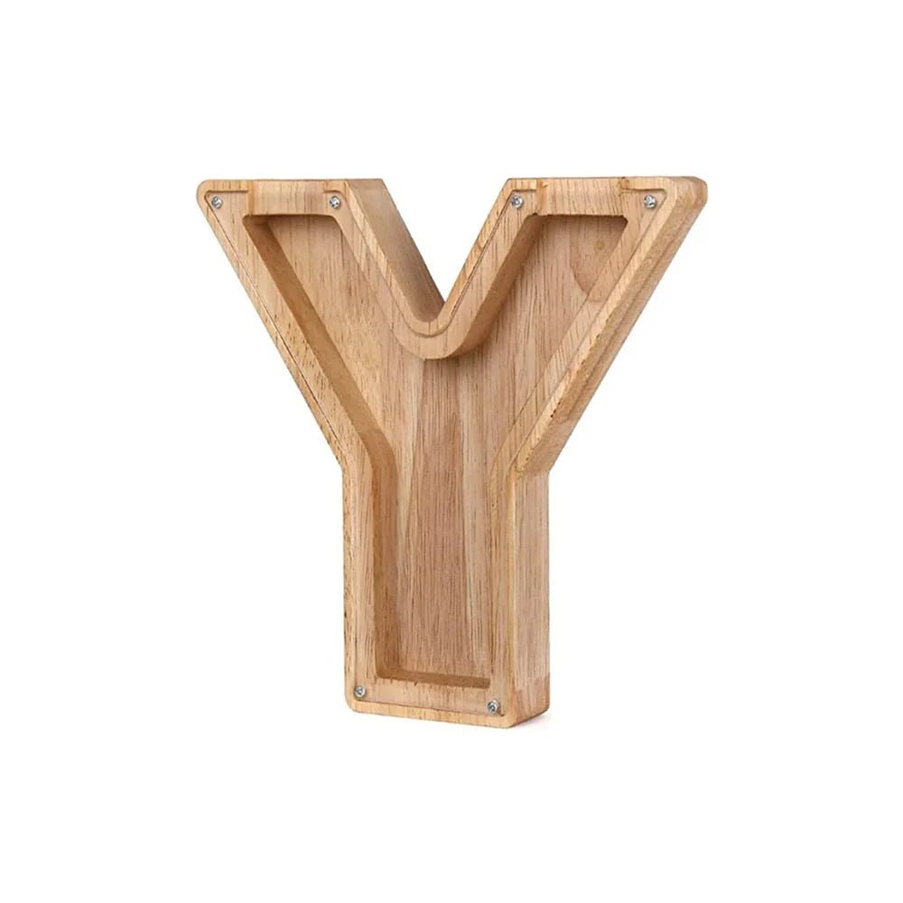 Hucha De Madera Con Forma De Alfabeto Y Ventana Transparente Para Ahorrar Con Estilo