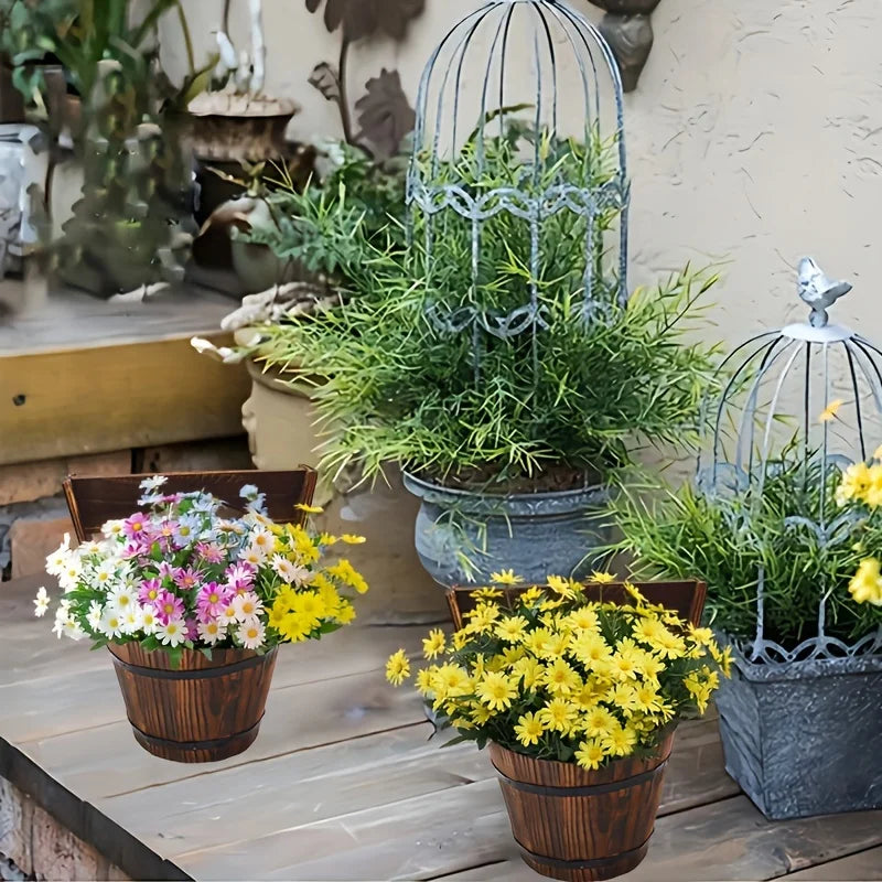 Maceta Cubo De Madera En Diseño De Barril Para Jardín Y Patio - Macetas Decorativas De Madera