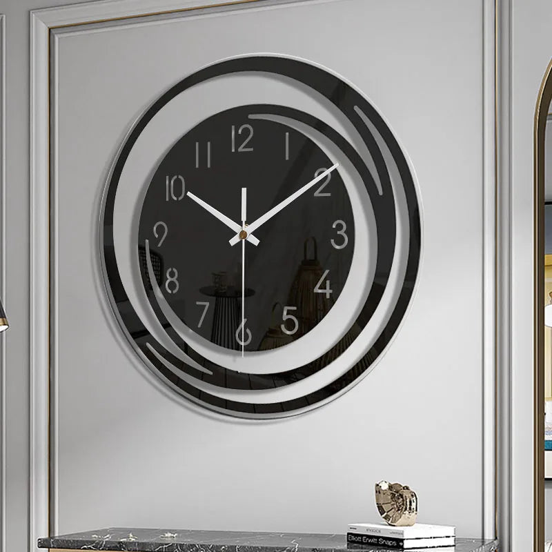 Estiloso Reloj De Pared Acrílico En Diseño Negro Blanco