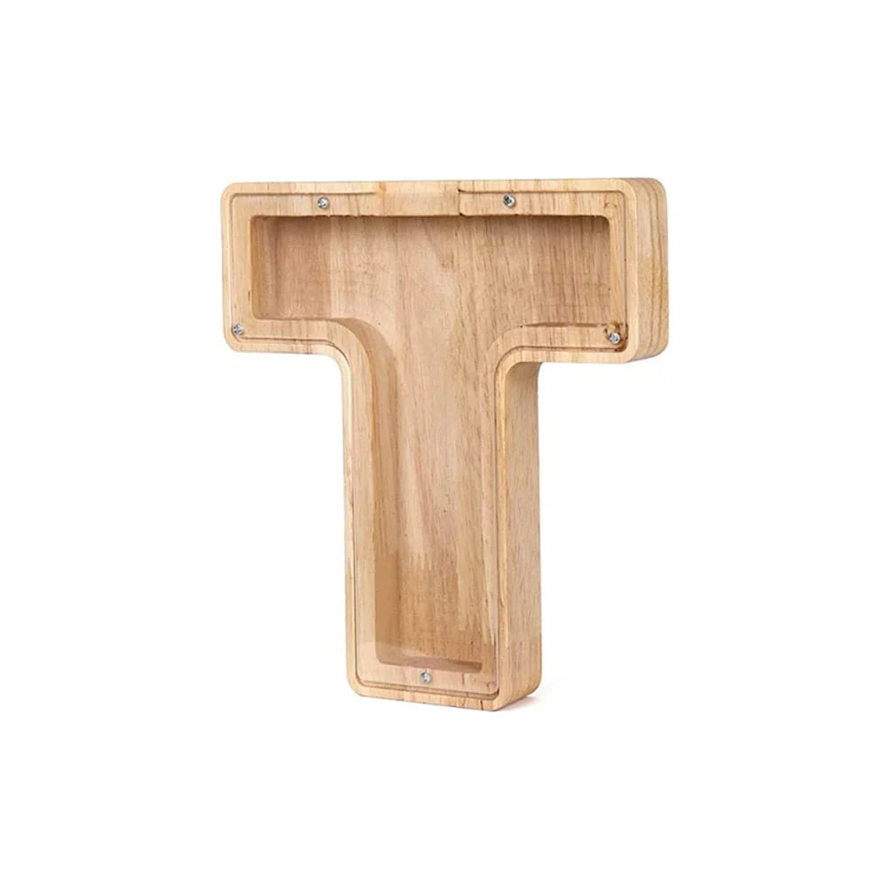 Hucha De Madera Con Forma De Alfabeto Y Ventana Transparente Para Ahorrar Con Estilo