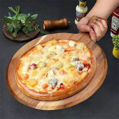 Pelador De Pizza Y Tabla De Servir De Madera De Acacia Con Asa