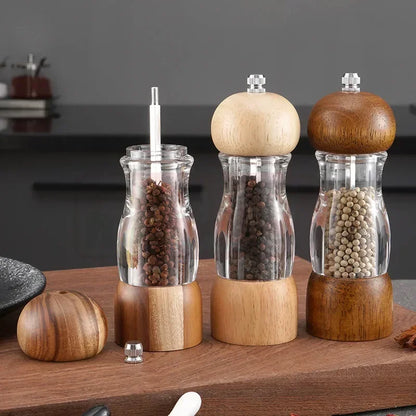 Set De Molinillo De Pimienta Y Molinillo De Sal De Madera Y Cristal - Elegantes Molinillos De Especias Para La Cocina Molinillo De Pimienta Y Molinillo De Sal De Madera Y Cristal
