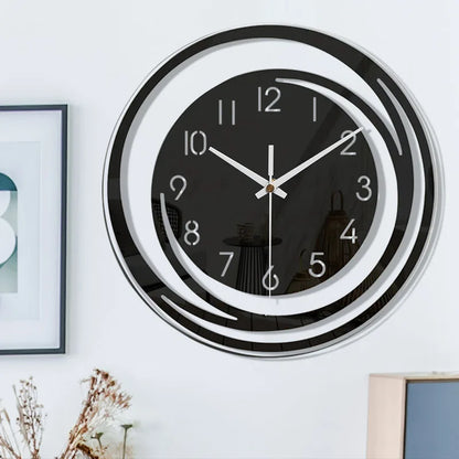 Estiloso Reloj De Pared Acrílico En Diseño Negro Blanco