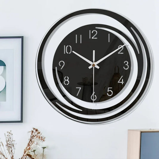 Estiloso Reloj De Pared Acrílico En Diseño Negro Blanco