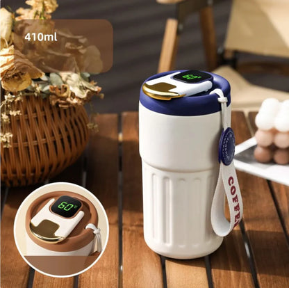 Taza Térmica Compacta Con Indicador De Temperatura - Taza De 410 Ml Para Bebidas Frías Y Calientes