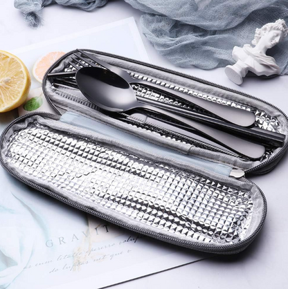 Conjunto Compacto de Cubiertos de Acero Inoxidable para Llevar Sistema de Cubiertos de Acero Inoxidable para Llevar