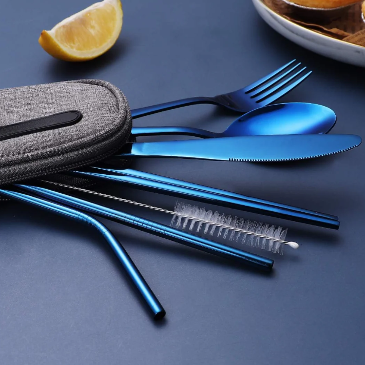 Conjunto Compacto de Cubiertos de Acero Inoxidable para Llevar Sistema de Cubiertos de Acero Inoxidable para Llevar