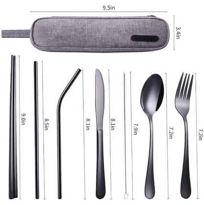 Conjunto Compacto de Cubiertos de Acero Inoxidable para Llevar Sistema de Cubiertos de Acero Inoxidable para Llevar